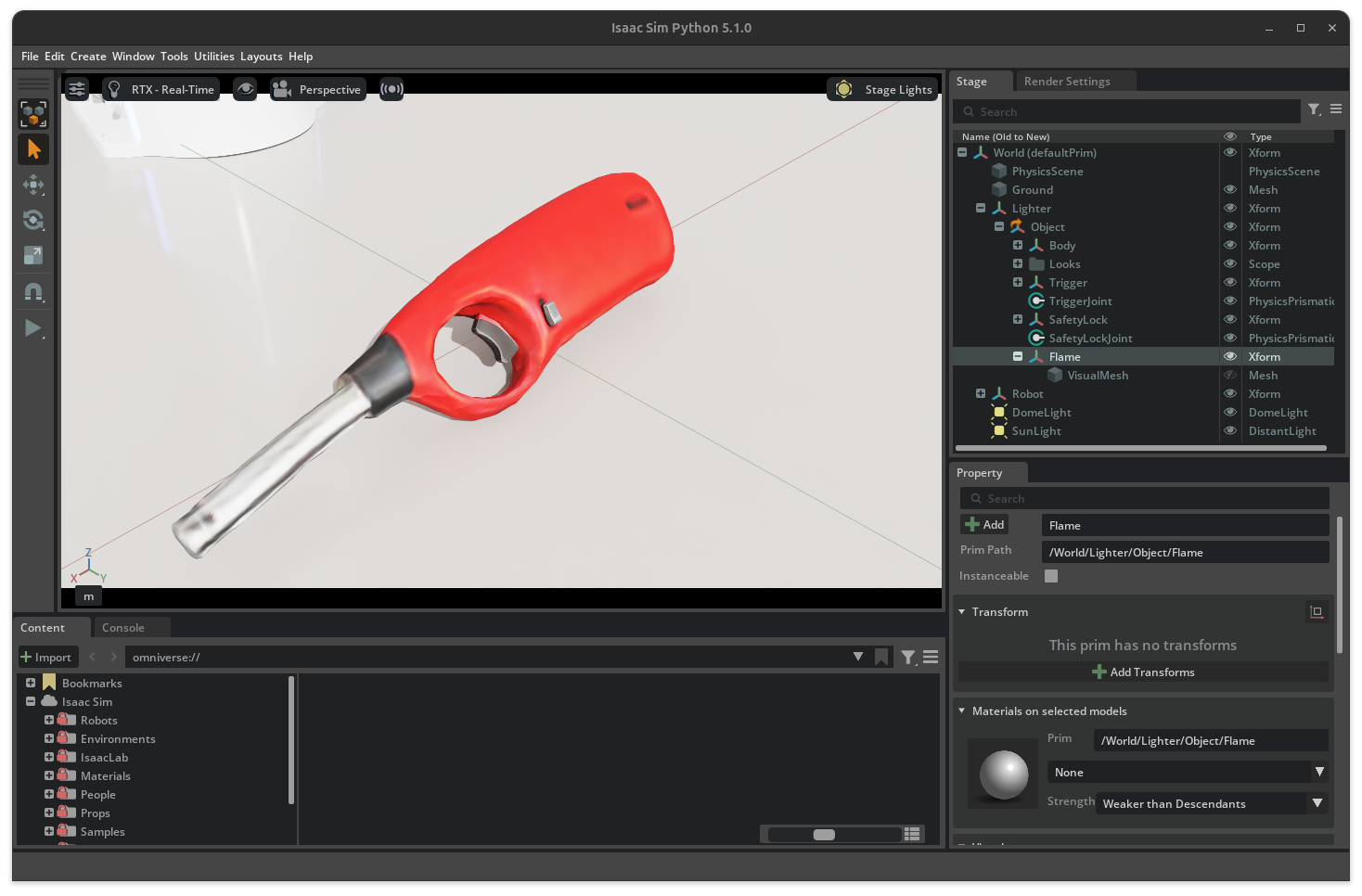 Neural reconstruction of the kitchen lighter rendered in Isaac Sim